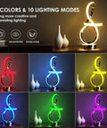 Modern Spiral Music Note Table Lamp With 7 RGB LED Colors Touch Control Dimmable Nightstand Light in various settings