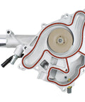 Heavy Duty Engine Water Pump With Top Shelf Gasket Kit For Jeep Wagoneer And Ram 1500 5.7L V8 Mhev Engines, silver metal, detailed assembly view.