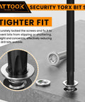 Premium Security Torx Bit Set With T Handle Ratchet Driver forged from industrial S2 steel showing tight grip on recessed screws.