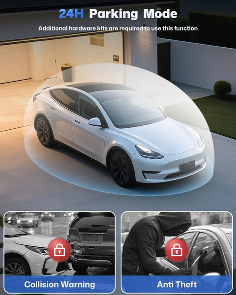 Car with 2.5K Front Inside And Rear Dash Cam For Cars With 32GB Card 3 Channel 1440P Night Vision Parking Mode in use.