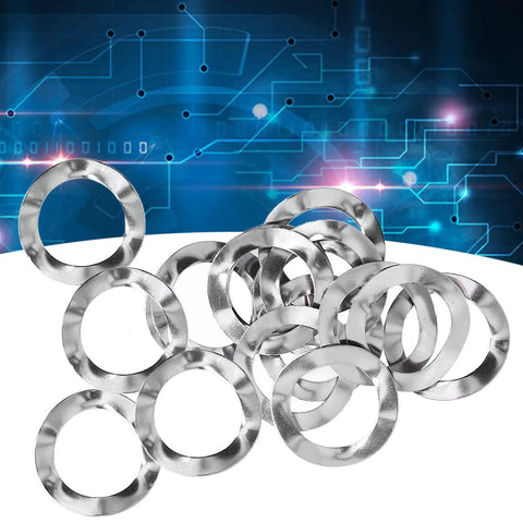 Crinkle Wave Washers Kit 100 Pcs A2 Stainless Steel Heavy Duty Pro Grade Fasteners For Automotive DIY And Construction Projects To Prevent Bolt Slippage And Evenly Distribute Pressure During Installations, crinkle washers shown