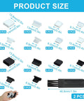 Ultimate 70 Piece USB Dust Cover Kit With Silicone Port Plugs showing size and types, includes two brushes.
