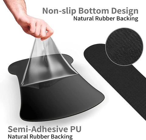 Grippy Black Mouse Pad With Stitched Edge And Non Slip Rubber Base Featuring Ouija Board Witch Pattern showing non-slip rubber backing.