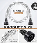 Heavy Duty Zipline Spring Brakes Set 2 Stainless Steel Stopper Braking System For Backyard Zip Lines 5.3 Foot Long Compatible With 3/16 1/4 5/16 3/8 Inch Wires Built Tough For Safe Family Fun. 5.3ft length with 1.2in spring diameter.