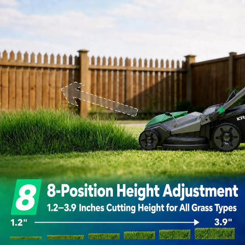 21 Inch 40V Max Brushless Cordless Electric Push Lawn Mower With Dual Battery Power, Two 20V Max 8Ah Packs Delivering 296Wh, Charger Included, Lightweight Handle, Easy Start And Precise Cut Settings For A Tidy Yard. Lawn mower cutting tall grass with 8-position height adjustment.