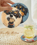 Dog Diamond Art Coaster Kit For Beginners With Holder DIY 8 Pack Diamond Painting Coasters Set Includes Cork Bases