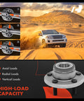 Two Front Wheel Bearing And Hub Assembly Set Direct Fit For Dodge Challenger Charger Magnum And Chrysler 300 2005 Through 2014 RWD Vehicles With Ball Bearing High Load Capacity Replacements showing load directions and hub close-up.