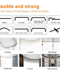 Image features Flexible Ceiling Track Curtain System For L Shaped Or U Shaped Installations, illustrating different installation types.
