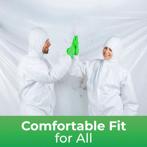Top Shelf Heavy Duty Waterproof Disposable Coveralls With Hood Zippered Closure Elastic Cuffs Built Tough Full Body Shield Work Gear For The Grind 50 Pack