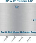 24 By 30 Stainless Steel Backsplash For Kitchen Behind Stove With Screws, Metal Panel Splatter Guard, no mount holes and screws