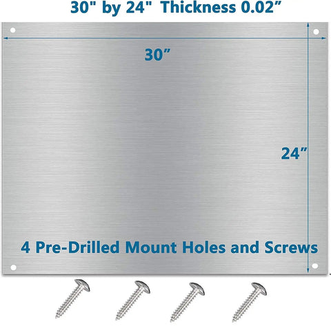 24 By 30 Stainless Steel Backsplash For Kitchen Behind Stove With Screws, Metal Panel Splatter Guard, no mount holes and screws