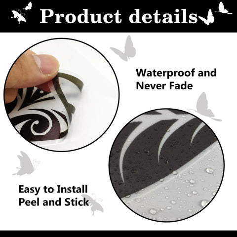 Close-up of Her Vibe Is Pretty Vinyl Wall Decal Set Three Sheets Each About 11 By 14 Inches Black With Inspirational Quotes showing waterproof surface and peel application detail.