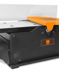 Heavy Duty 10 Amp 8 Inch Spiral Benchtop Jointer With Extendable Table And 16 Staggered Hss Blades for smooth cuts and finishes.
