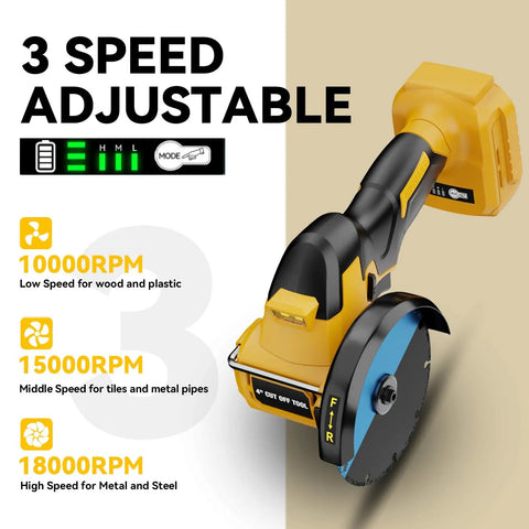 Cordless Cut Off Tool For DeWalt 20V Max 4 Inch Brushless Cutter With 18000 RPM 3 Variable Speeds Tool shown with blade