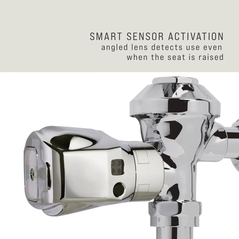 Chrome AutoFlush Touchless Toilet Flusher Clamp Hands Free Sensor Easy Retrofit Kit for Restrooms, close-up view