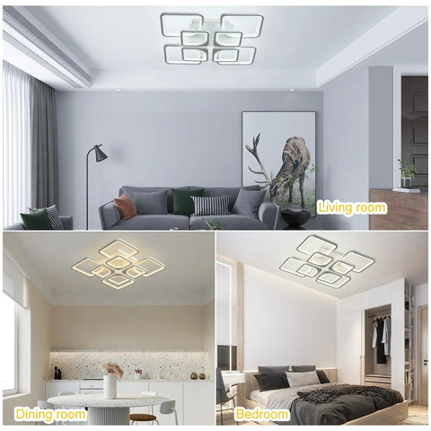 Dimmable Flush Mount LED Ceiling Light With Remote Control, 23.6 Inch Modern Fixture in living room, dining room, bedroom