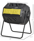 Dual Chamber Tumbling Compost Bin For Outdoors With 360 Degree Rotation 43 Gallon Capacity Yellow Backyard Composting Made Easy