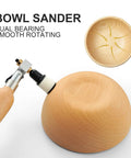 All-in-One Bowl Sander Kit with 1-Inch and 2-Inch Sanding Blocks shown in use on a wooden bowl with arrows for sanding direction.