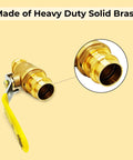 Half Inch Brass Ball Valve With Press Shut Off No Fuss Install EPDM O Ring Fits Both Ends For PEX Tubing Lead Free Dezincification