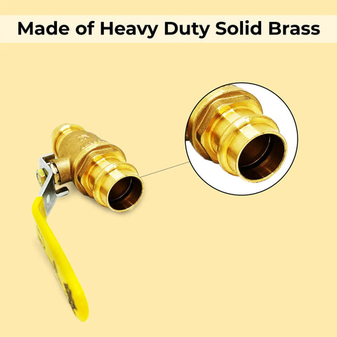 Half Inch Brass Ball Valve With Press Shut Off No Fuss Install EPDM O Ring Fits Both Ends For PEX Tubing Lead Free Dezincification