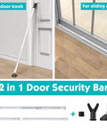 Sliding Door Lock Bar With Anti Lift Lock, Adjustable Security Bar for homes and offices, shown in dual-use for doors and windows