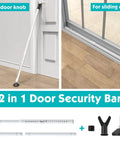 Sliding Door Security Bar With Anti Lift Lock Built Tough, adjustable white metal security bar for home and office use.
