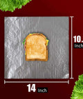Heavy Duty Insulated Aluminum Foil Sheets Keep Food Hot Or Cold For Hours 50 Pack with sandwich on 14 x 10.3 inch sheet