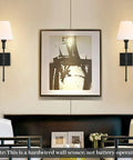 Industrial Rustic Wall Sconces Set Of 2 Hardwired Wall Lamps installed beside framed artwork in living room