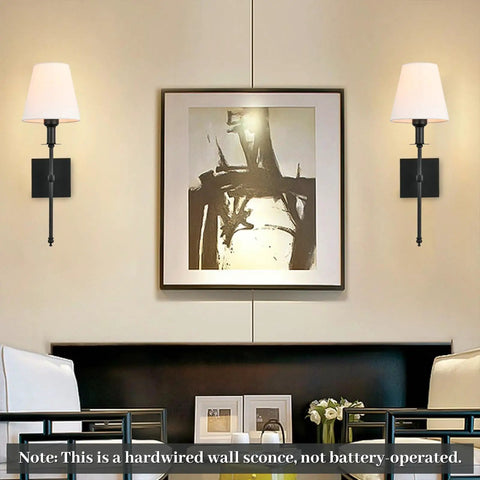 Industrial Rustic Wall Sconces Set Of 2 Hardwired Wall Lamps installed beside framed artwork in living room