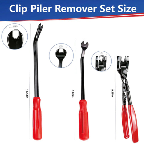 7 Piece Pro Grade Car Trim Removal Tool Kit with Non Scratch Plastic Pry Tools and Fastener Clip Pliers dimensions