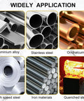 Various metal materials including aluminum alloy, stainless steel, orichalcum, high speed steel, iron, and quenched steel.