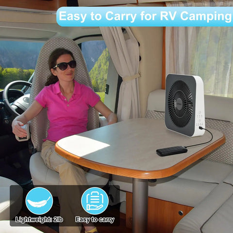 10 Inch Box Fan With 3 Speeds And 8 Hour Timer Quiet Square Window Fan for RV camping on table inside vehicle