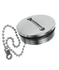 Keyless 50mm Boat Deck Fill Cap in Marine Grade 316 Stainless Steel, polished silver with chain, saltwater ready and leakproof.