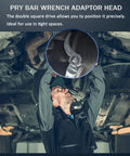 Mechanic using Pry Bar Wrench Adapter Head For Half Inch Drive Ratchets, Beefed Up Adjustable Angle Crowbar Attachment