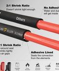 Three To One Ratio Heat Shrink Tubing Black Three Eighths Inch Nine Point Five Millimeter Dual Wall Adhesive Lined Marine Grade Waterproof Oil Proof Wear Resistant Insulation Sealing Twenty Feet ET2095B comparison with regular tubing