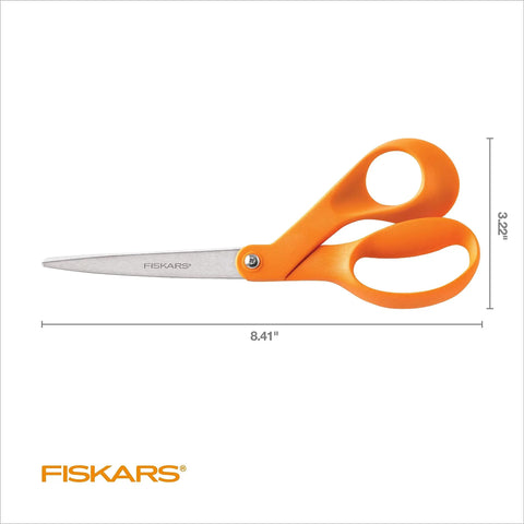 Orange Handle Stainless Steel Scissors For All Purpose Cutting Ergonomic Design Sharp Blades For Office Crafts Paper Fabric
