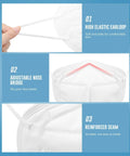 KN95 Face Mask 100 Pack For Adults With Five Layer Breathable Filtration For All Day Indoor Outdoor Use features.