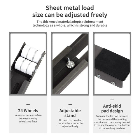 Expandable Appliance Roller Dolly with 24 Wheels, Adjustable Stand, and Anti-skid Pad for Washer and Dryer, 661 lb Capacity