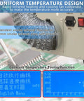 Drawer Mount Hot Air Reflow Oven With Smart Infrared IC Heater Rework Station display and exhaust feature.