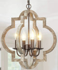 Orb 4 Light Farmhouse Chandelier With Handmade Wood Frame, Bronze And Walnut Finish, Totally Dope For Dining Room, Kitchen Island, Foyer Or Bedroom Lighting Fixture.