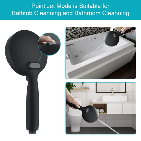 High Pressure Handheld Shower Head With 8 Settings, Matte Black, used in bathroom for cleaning bathtub and sink