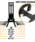Semi Electric Wide Leg Pallet Stacker With 3307 Lbs Load Capacity And 138 Inch Lift Height showcasing adjustable frame with Swift Frame Technology.