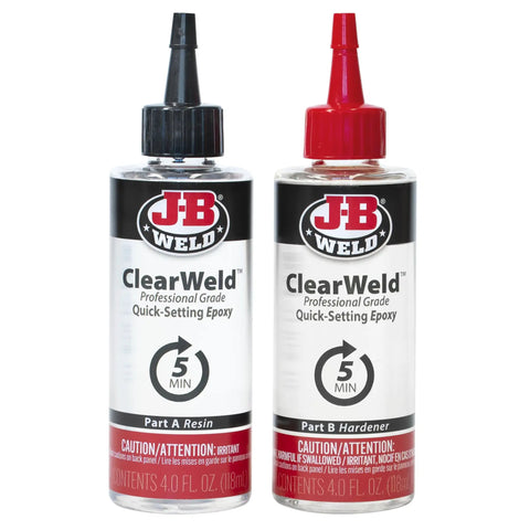 ClearWeld Pro Size Two Part Epoxy That Sets In Minutes Crystal Clear Bond For Metal Tile Glass Ceramic And Plastics, 4 oz tubes