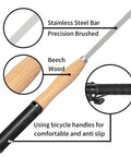 Do-It-All Carbide Tipped Wood Lathe Turning Tool Set With Rubber Handles showing stainless steel bar and beech wood handle