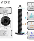 Diagram of 10 Pack M6 X 30mm Flat Head Hex Socket Cap Bolts With 1 Hex Spanner, Alloy Steel Black Oxide Finish, Full Thread