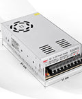 Beefy 12V 30A 360W Switching Power Supply Universal AC DC Adapter Dual Voltage 110V and 220V Stable 12V DC Output for LED Arrays CCTV Systems 3D Printers and High Demand DIY Devices, silver metal case, 21 cm x 11 cm x 5 cm