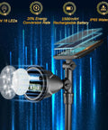Exploded view of Solar Powered Outdoor Spot Lights 600LM Waterproof Flood Lights with IP65 rating and 1500mAh battery.