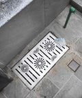 Heavy Duty Sewer Drainage Grate And Base For Large Outdoor Catch Basin Trench Cover Built From Tough 304 Stainless Steel on patio