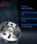 Rear Wheel Hub And Bearing Assembly Kit For Toyota Camry 2012-2017 And Avalon 2013-2018 With 5 Lug ABS 152mm Flange 67.5mm Offset Bolt Circle Easy Install Premium Replacement