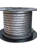 Graphite braided packing on spool, front view, 0.79 in diameter, 36 ft length for pump glands